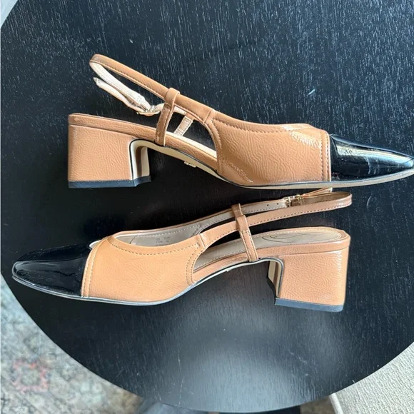 Sam Edelman Tan and Black Slingback Heels - Picture 5 of 9